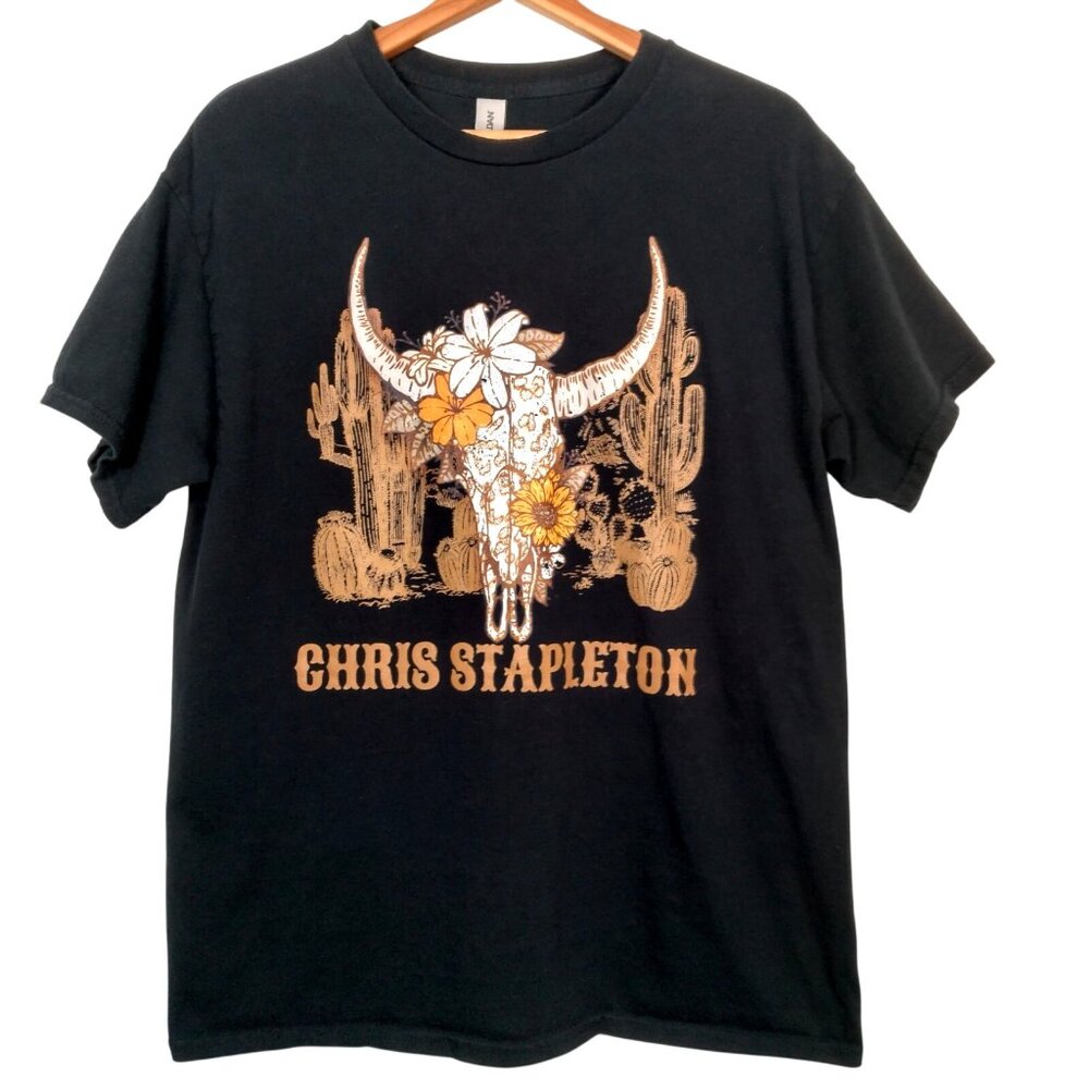 Chris Stapleton Tour Shirt L All American Road Show Black Desert Skull Cactus - Picture 2 of 12